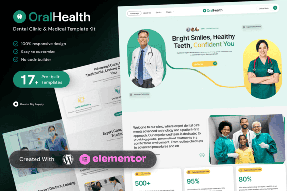 OralHealth – Dental Clinic and Medical Elementor Template Kit for Dentists and Healthcare Providers OralHealth – Dental Clinic and Medical Elementor Template Kit for Dentists and Healthcare Providers