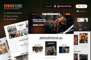 StriveCore Fitness & Gym Elementor Template Kit for Workout Studios, Personal Trainers, Health Clubs