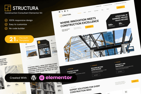 Structura Construction Consultant Elementor Template Kit for Builders, Architects, Engineering Firms Structura Construction Consultant Elementor Template Kit for Builders, Architects, Engineering Firms