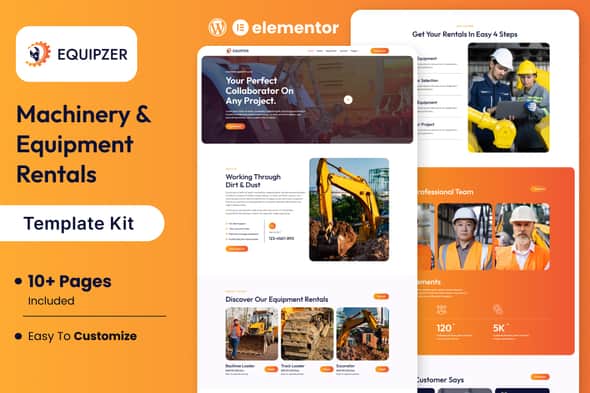 Equipzer – Machinery & Equipment Rentals Elementor Template Kit Equipzer – Machinery & Equipment Rentals Elementor Template Kit