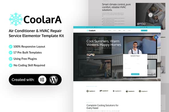 Coolara – Air Conditioner & HVAC Repair Service Elementor Template Kit Coolara – Air Conditioner & HVAC Repair Service Elementor Template Kit