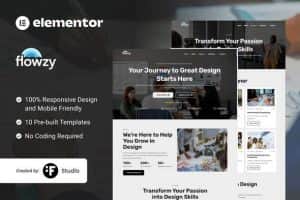 Flowzy – UI/UX Course & Services Elementor Template Kit