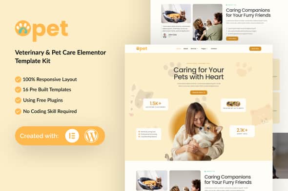 Opet – Veterinary & Pet Care Elementor Template Kit Opet – Veterinary & Pet Care Elementor Template Kit