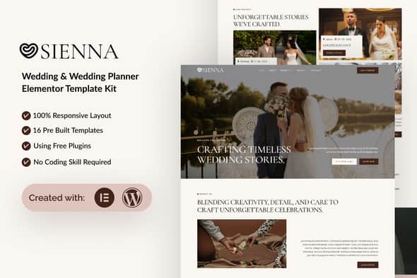 Sienna – Wedding Planner Elementor Template Kit Sienna – Wedding Planner Elementor Template Kit