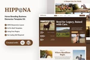 Hippona – Horse Breeding Business Elementor Template Kit
