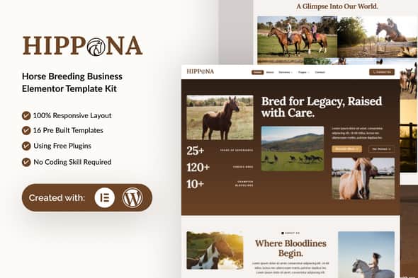 Hippona – Horse Breeding Business Elementor Template Kit Hippona – Horse Breeding Business Elementor Template Kit