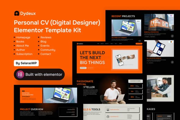 Dydeux – Personal CV Digital Designer Elementor Pro Template Kit Dydeux – Personal CV Digital Designer Elementor Pro Template Kit