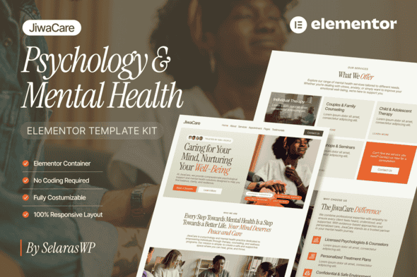 JiwaCare – Psychology & Mental Health Elementor Template Kit JiwaCare – Psychology & Mental Health Elementor Template Kit