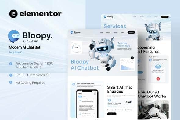 Bloopy – Modern AI Chat Bot Elementor Template Kit Bloopy – Modern AI Chat Bot Elementor Template Kit