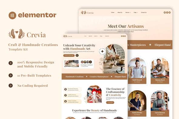 Crevia – Craft & Handmade Creations Elementor Template Kit Crevia – Craft & Handmade Creations Elementor Template Kit