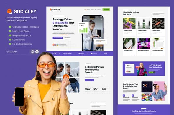 Socialey – Social Media Management Agency Elementor Template Kit Socialey – Social Media Management Agency Elementor Template Kit