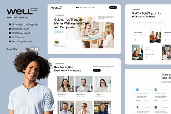 Well – Mental Health & Coaching Elementor Template Kit Well – Mental Health & Coaching Elementor Template Kit