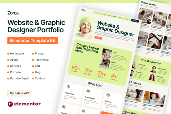 Zorox – Website & Graphic Designer Portfolio Elementor Pro Template Kit Zorox – Website & Graphic Designer Portfolio Elementor Pro Template Kit