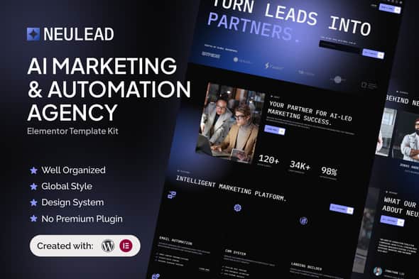 Neulead – AI Marketing & Automation Agency Elementor Template Kit Neulead – AI Marketing & Automation Agency Elementor Template Kit