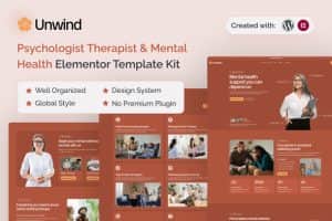 Unwind – Psychologist Therapist & Mental Health Elementor Template Kit