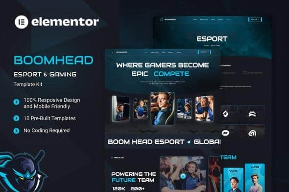BoomHead – Esport & Gaming Elementor Template Kit BoomHead – Esport & Gaming Elementor Template Kit