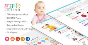 Baby & Kids Store eCommerce HTML Template with RTL Package