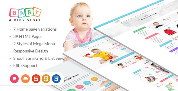 Baby & Kids Store eCommerce HTML Template with RTL Package Baby & Kids Store eCommerce HTML Template with RTL Package