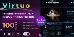 Virtuo – Personal Portfolio HTML + ReactJS + NextJS Template