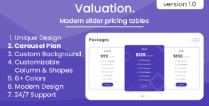 Valuation – Modern slider pricing tables