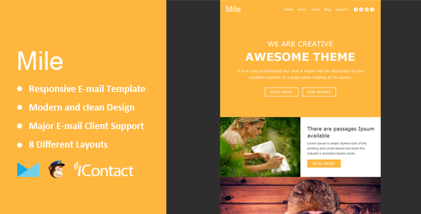 Mile – Responsive E-mail Template + Themebuilder Access Mile – Responsive E-mail Template + Themebuilder Access