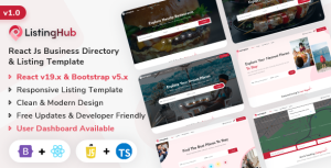 ListingHub – React Js Business Directory & Listing Template (Javascript + Typescript)