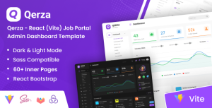 Qerza – React (Vite) Job Portal Admin Dashboard Template