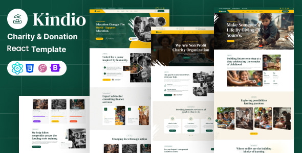 Kindio – React JS Charity & Donation Template Kindio – React JS Charity & Donation Template