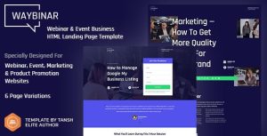 Waybinar – Webinar & Event Business HTML Landing Page Template