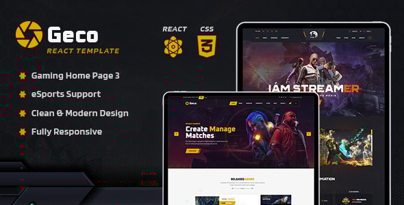 Geco – eSports Gaming React JS Template Geco – eSports Gaming React JS Template