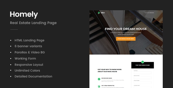 Homely – Real Estate Landing Page Homely – Real Estate Landing Page