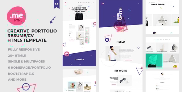 Me – Creative Portfolio & Resume / CV HTML5 Template Me – Creative Portfolio & Resume / CV HTML5 Template