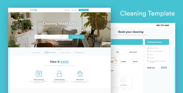 Cleaning Landing Page Template — Cleanly (with Booking Page) Cleaning Landing Page Template — Cleanly (with Booking Page)