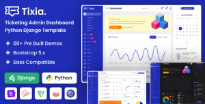 Tixia – Ticketing Admin Dashboard Python Django Template