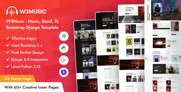 W3Music – Music, Band, Dj Bootstrap Django Template W3Music – Music, Band, Dj Bootstrap Django Template