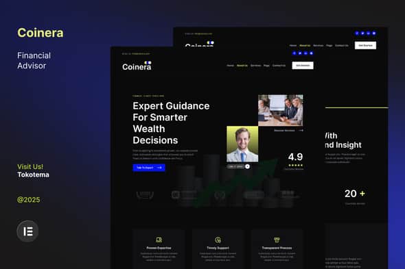 Coinera – Dark Financial Advisor & Coaching Website Elementor Template Kit Coinera – Dark Financial Advisor & Coaching Website Elementor Template Kit