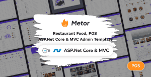 Metor – ASP.Net Core 9 & MVC5 Restaurant Food Admin Dashboard Template