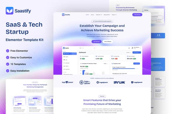 Saastify – SaaS & Tech Startup Elementor Template Kit Saastify – SaaS & Tech Startup Elementor Template Kit