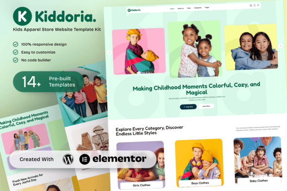 Kiddoria – Kids Apparel Store Elementor Template Kit Kiddoria – Kids Apparel Store Elementor Template Kit