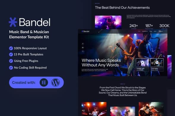 Bandel – Music Band & Musician Elementor Template Kit Bandel – Music Band & Musician Elementor Template Kit