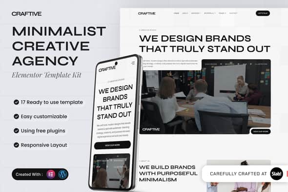 Craftive – Minimalist Creative Agency Elementor Template Kit Craftive – Minimalist Creative Agency Elementor Template Kit