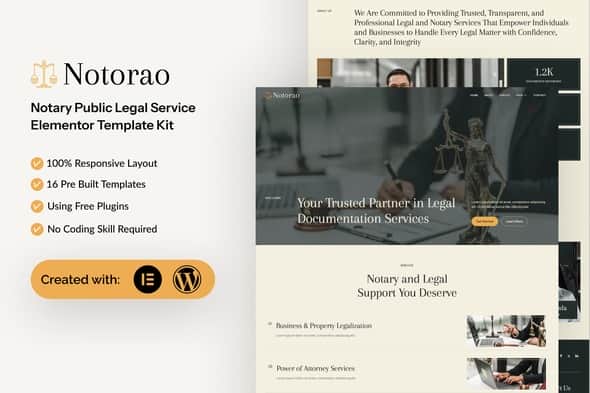 Notorao – Notary Public Legal Service Elementor Template Kit Notorao – Notary Public Legal Service Elementor Template Kit