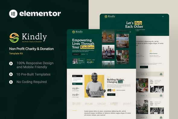 Kindly – Non Profit Charity & Donation Elementor Template Kit Kindly – Non Profit Charity & Donation Elementor Template Kit