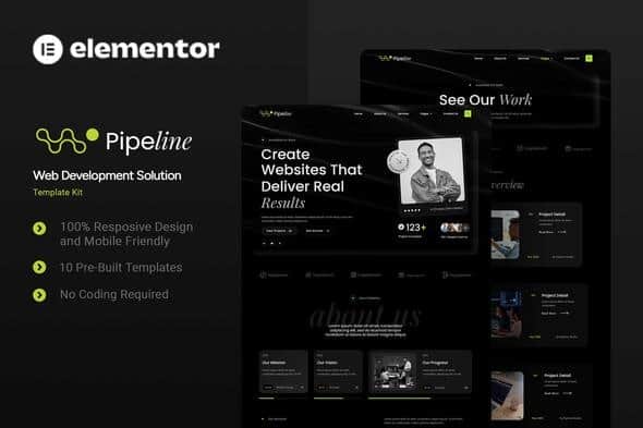 Pipeline – Web Development Solution Elementor Template Kit Pipeline – Web Development Solution Elementor Template Kit