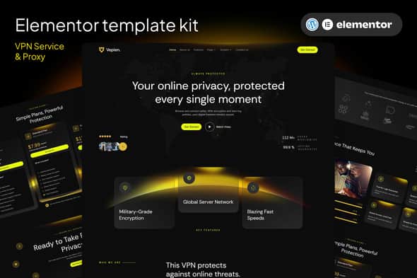 Vepien – VPN Service & Proxy Elementor Template kit Vepien – VPN Service & Proxy Elementor Template kit
