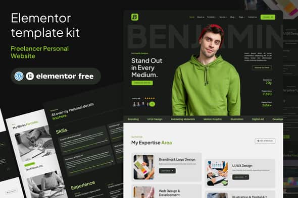 Benjamin – Freelancer Personal Website Template Kit Benjamin – Freelancer Personal Website Template Kit
