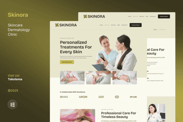 Skinora – Skincare Dermatology Clinic Website Elementor Template Kits Skinora – Skincare Dermatology Clinic Website Elementor Template Kits