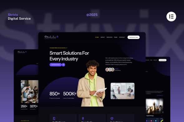 Strivix – Dark Tech & Digital Service Website Elementor Template Kits Strivix – Dark Tech & Digital Service Website Elementor Template Kits