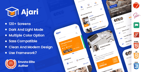Ajari – E-learning Mobile App Template ( Framework 7 + PWA ) Ajari – E-learning Mobile App Template ( Framework 7 + PWA )