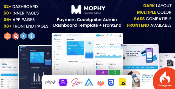 Mophy – Payment Admin Dashboard Codeigniter Template + Frontend Pages Mophy – Payment Admin Dashboard Codeigniter Template + Frontend Pages
